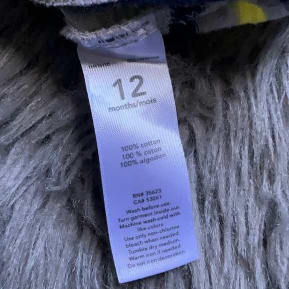 Carter’s 2 long sleeve tee shirts. Blue & blue with gray and yellow strips. 12m - Picture 8 of 9